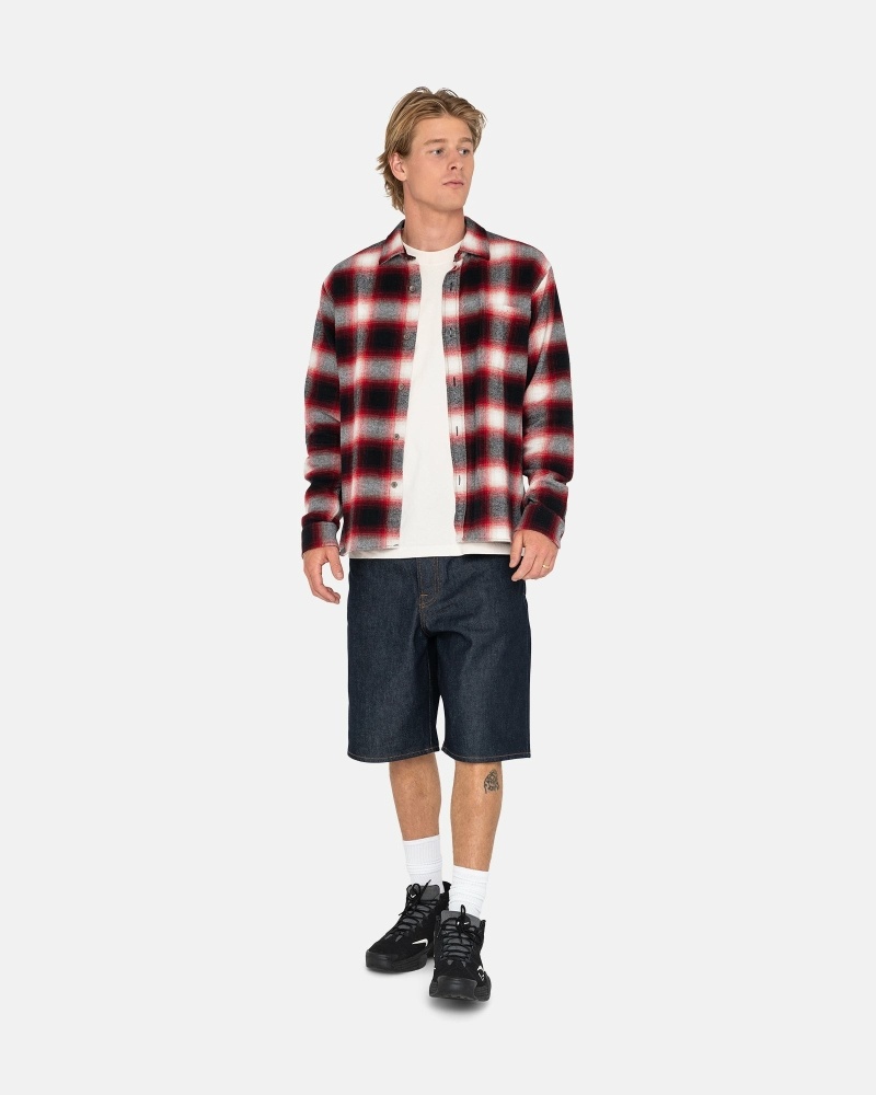 Stussy Bay Plaid Men's Shirts Red | IL0000296