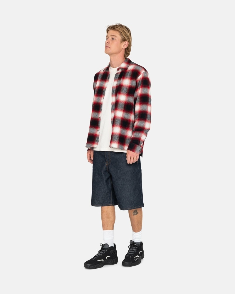 Stussy Bay Plaid Men's Shirts Red | IL0000296