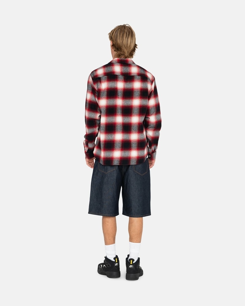 Stussy Bay Plaid Men's Shirts Red | IL0000296