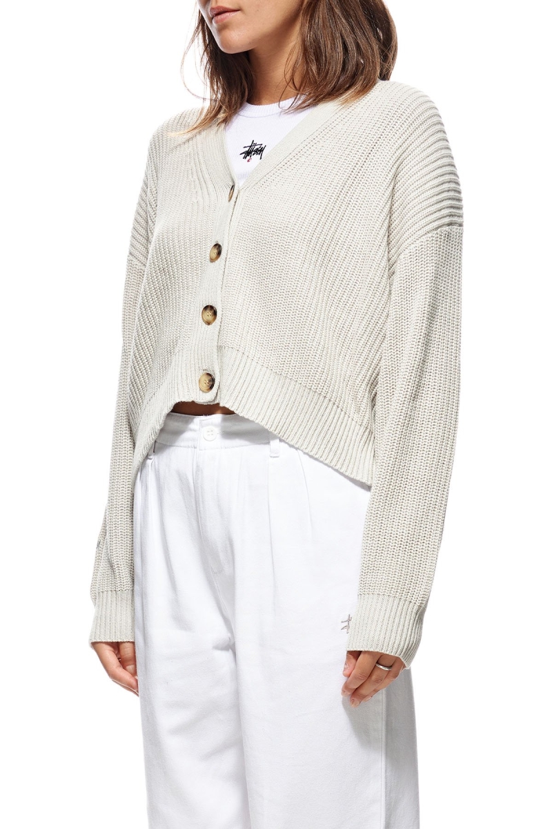 Stussy Benton Oversize Cardy Women's Sweaters White | IL0000815