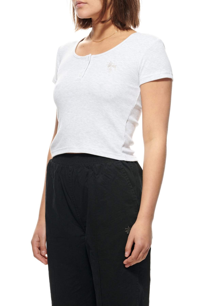 Stussy Berk Scoop Neck Women's T Shirts White | IL0000112