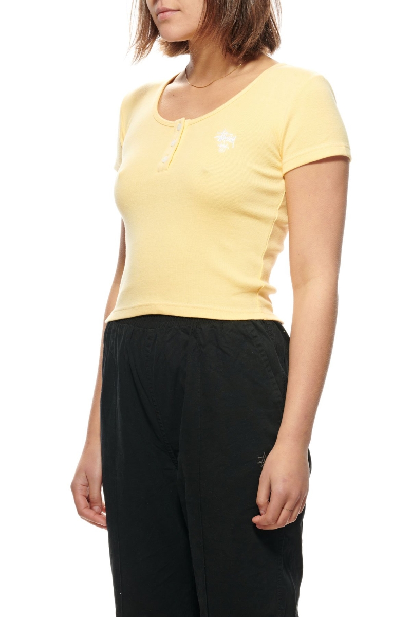 Stussy Berk Scoop Neck Women's T Shirts Yellow | IL0000113