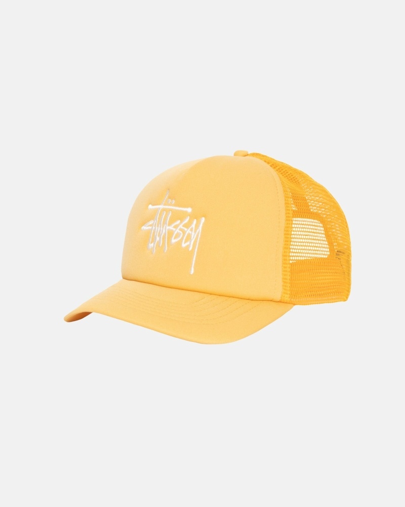 Stussy Big Basic Trucker Men's Caps Gold | IL0000402