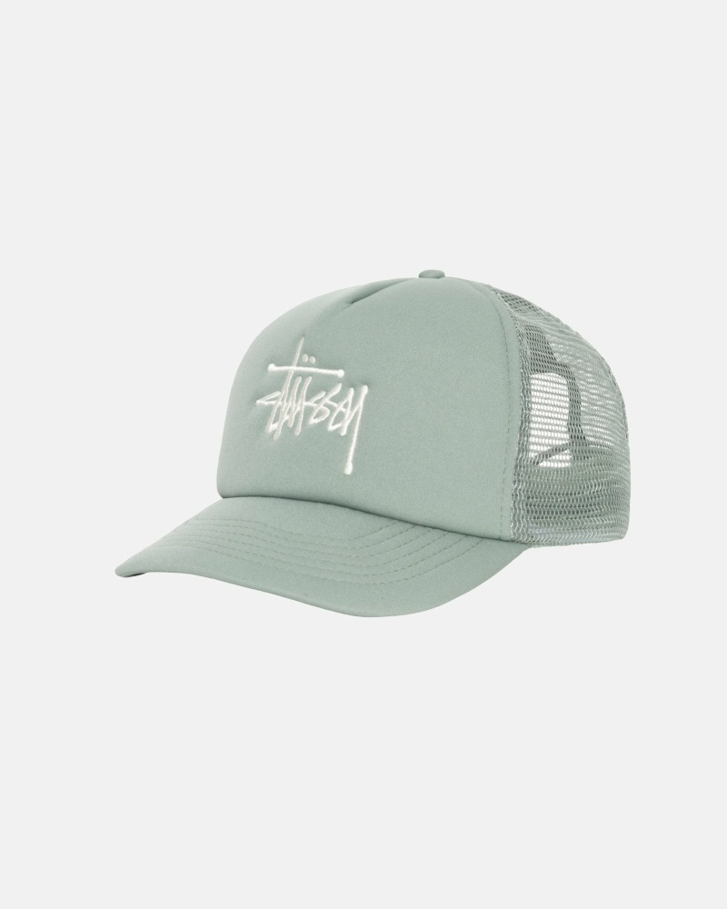 Stussy Big Basic Trucker Men's Caps Olive | IL0000401