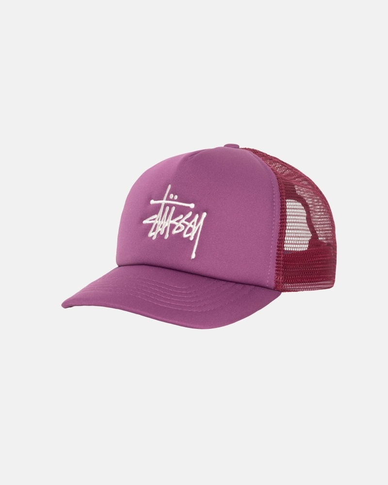 Stussy Big Basic Trucker Men's Caps Purple | IL0000400