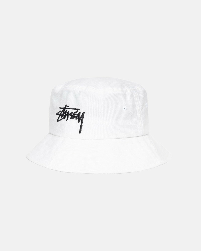 Stussy Big Stock Men's Bucket Hats White | IL0000404