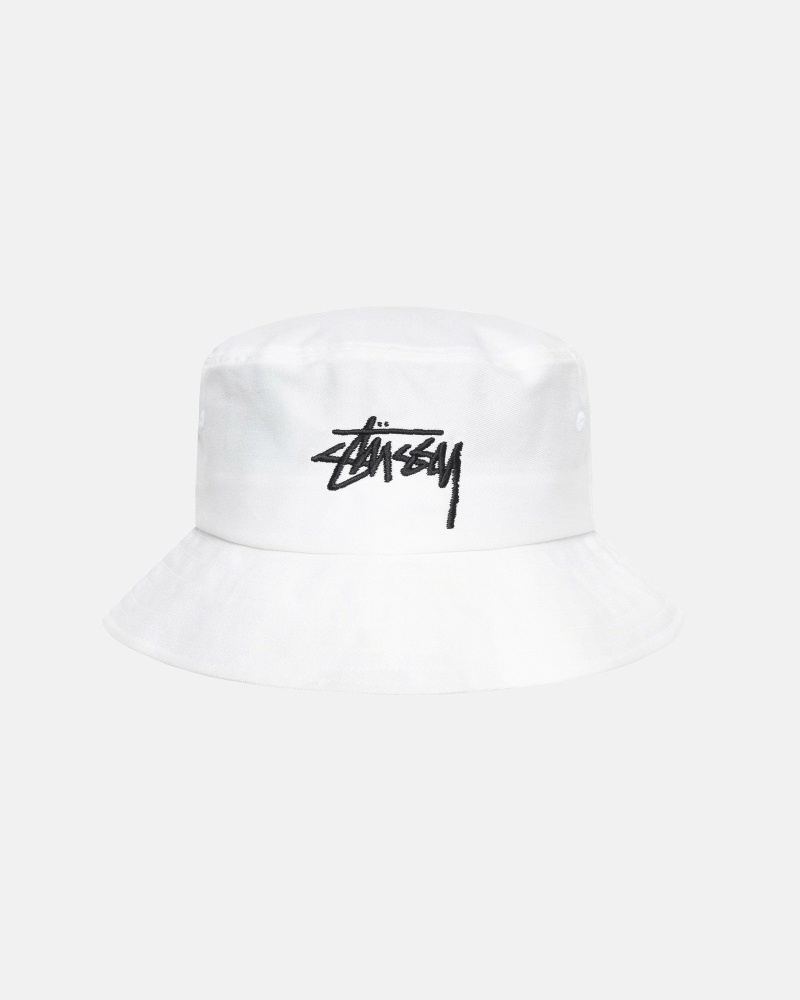 Stussy Big Stock Men\'s Bucket Hats White | IL0000404