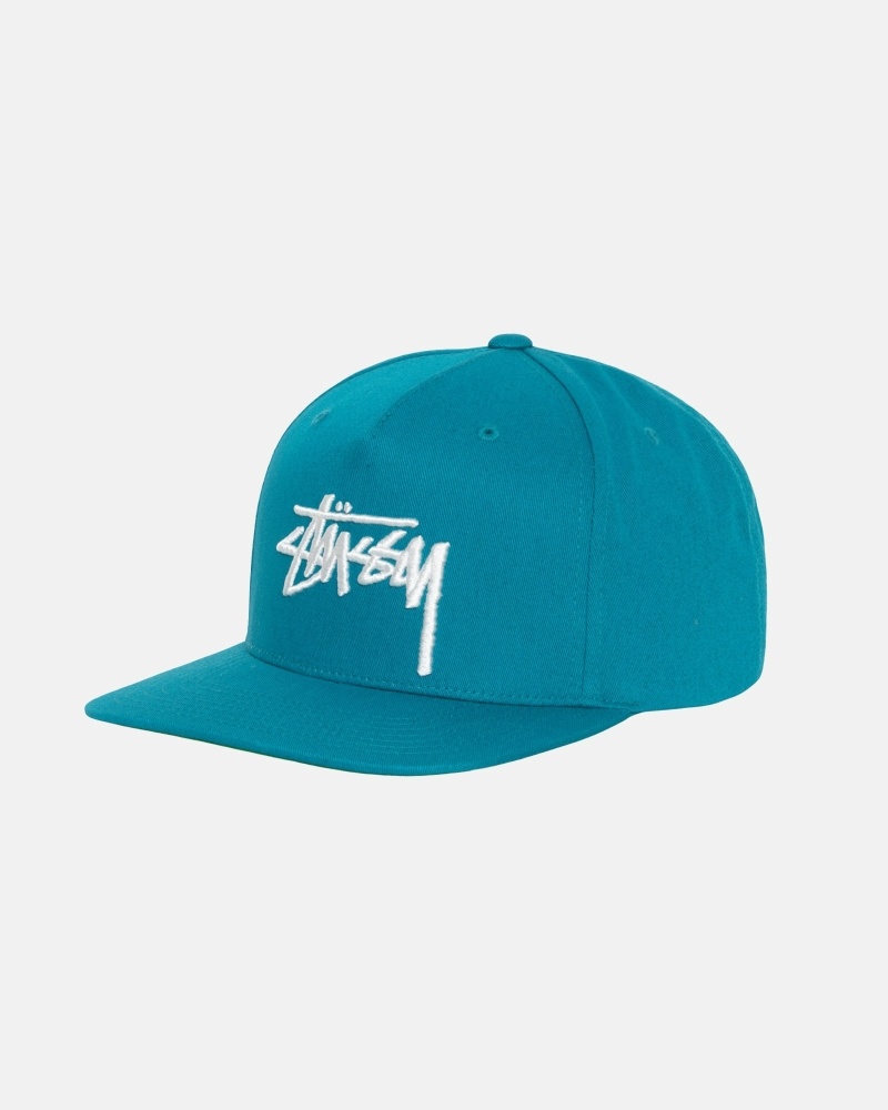 Stussy Big Stock Point Crown Men's Caps Turquoise | IL0000410