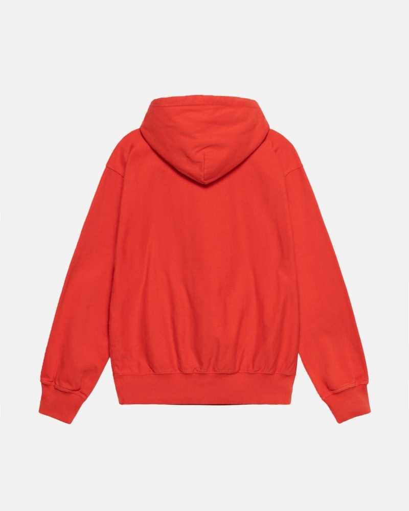 Stussy Block Sport Pigment Dyed Men's Hoodies Red | IL0000018