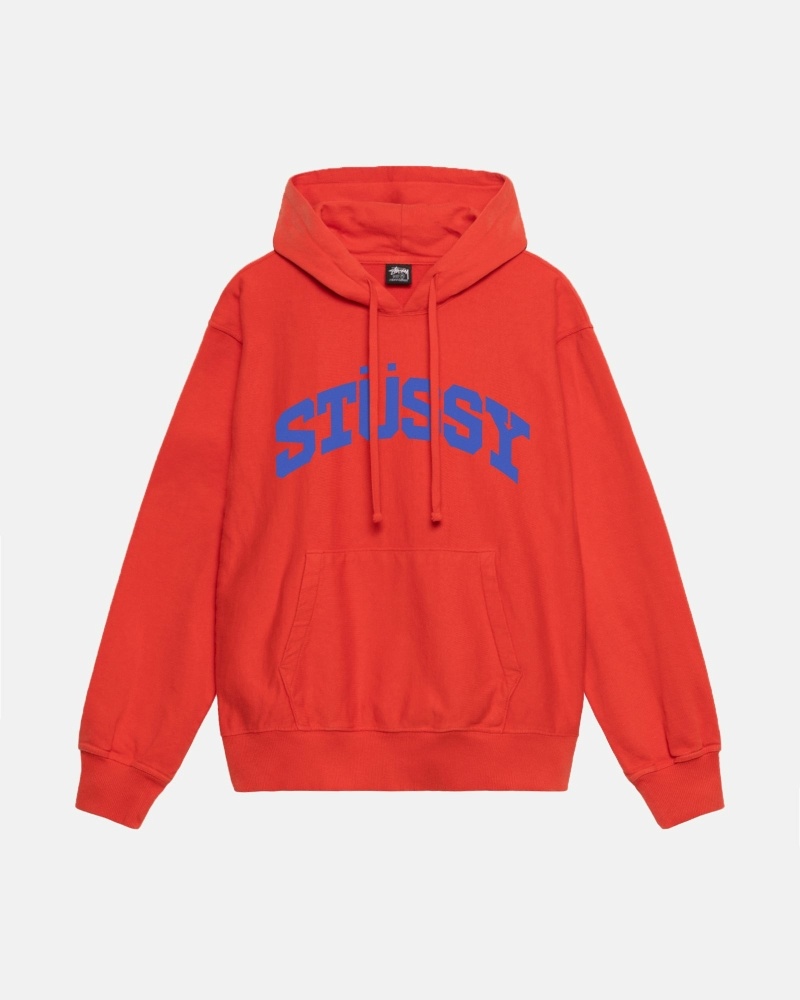 Stussy Block Sport Pigment Dyed Men\'s Hoodies Red | IL0000018