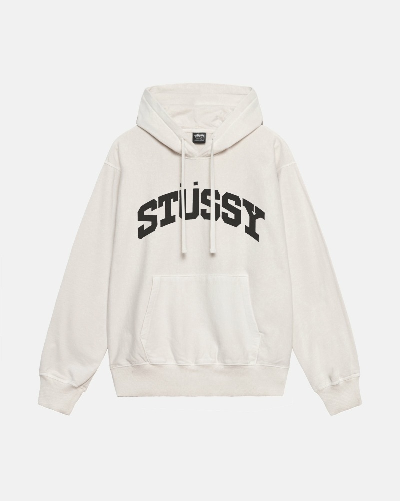 Stussy Block Sport Pigment Dyed Men\'s Hoodies Beige | IL0000019