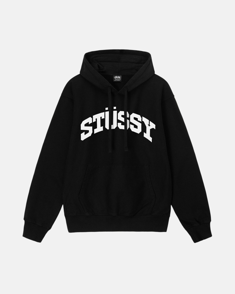 Stussy Block Sport Pigment Dyed Men\'s Hoodies Black | IL0000020