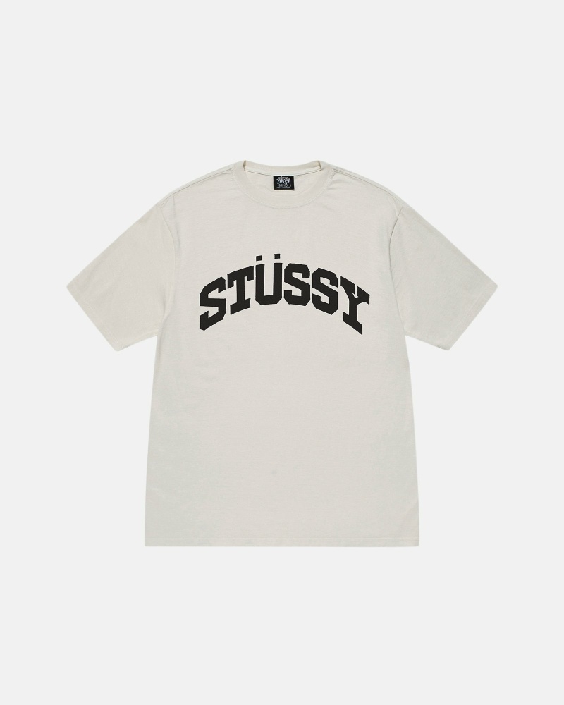 Stussy Block Sport Pigment Dyed Men\'s T Shirts Beige | IL0000115