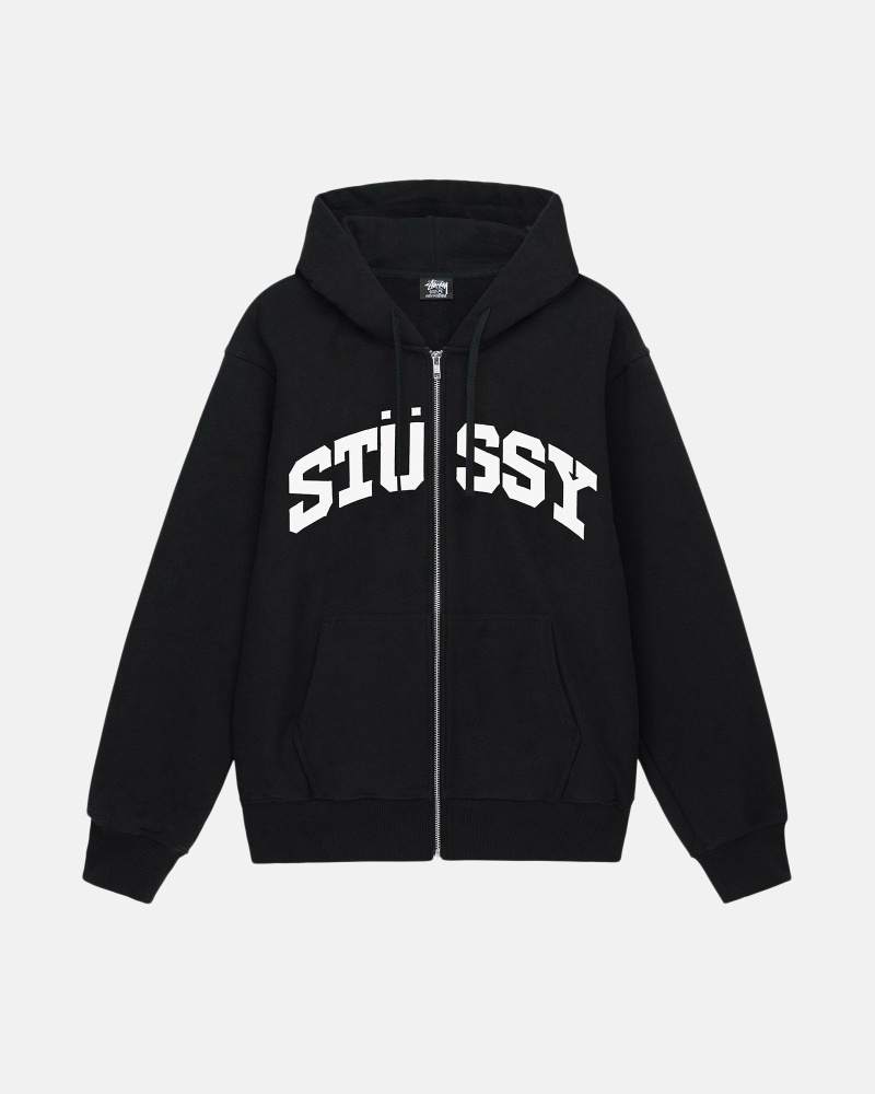 Stussy Block Sport Zip Men\'s Hoodies Black | IL0000023