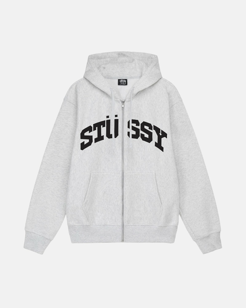 Stussy Block Sport Zip Men\'s Hoodies Grey | IL0000024