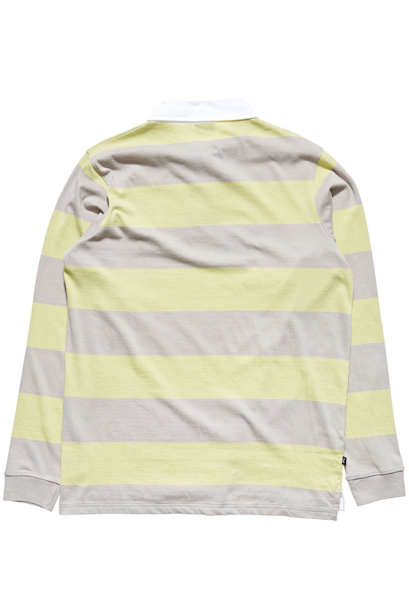 Stussy Block Stripe LS Rugby Men's Shirts Green | IL0000297