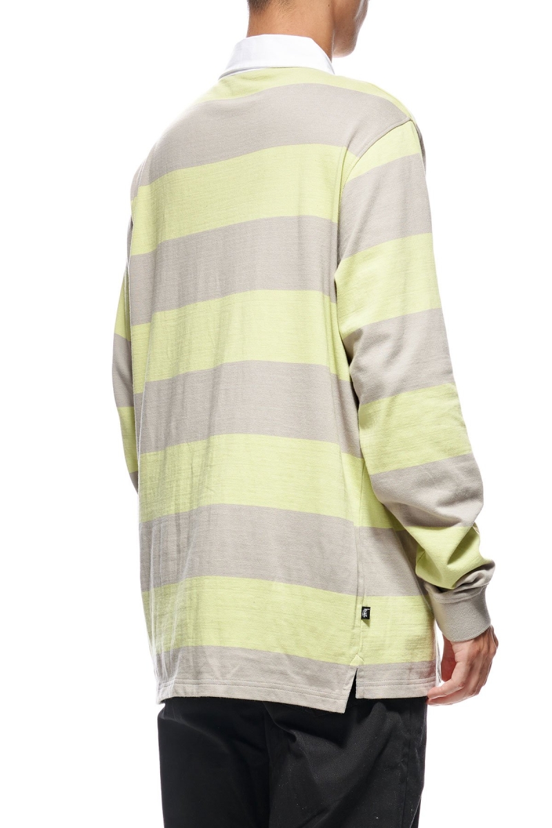 Stussy Block Stripe LS Rugby Men's Shirts Green | IL0000297