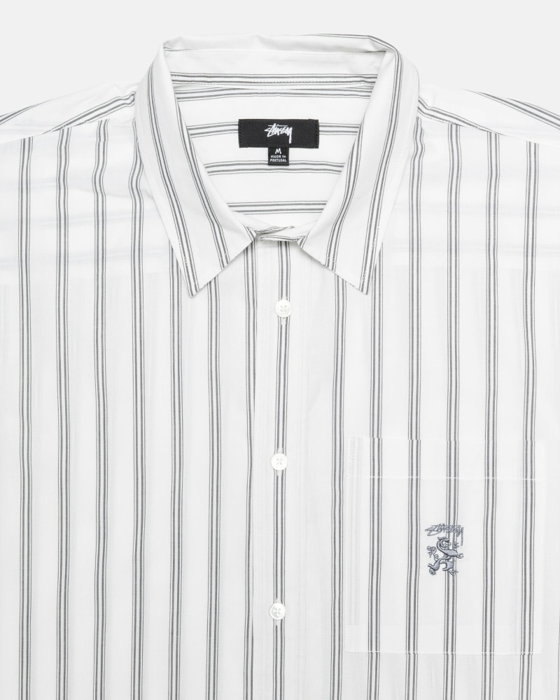 Stussy Boxy Striped Ss Men's Shirts Stripes | IL0000298