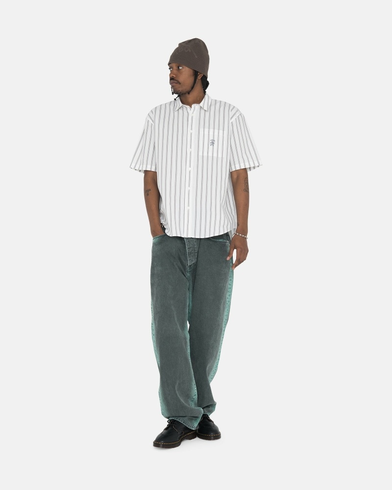 Stussy Boxy Striped Ss Men's Shirts Stripes | IL0000298