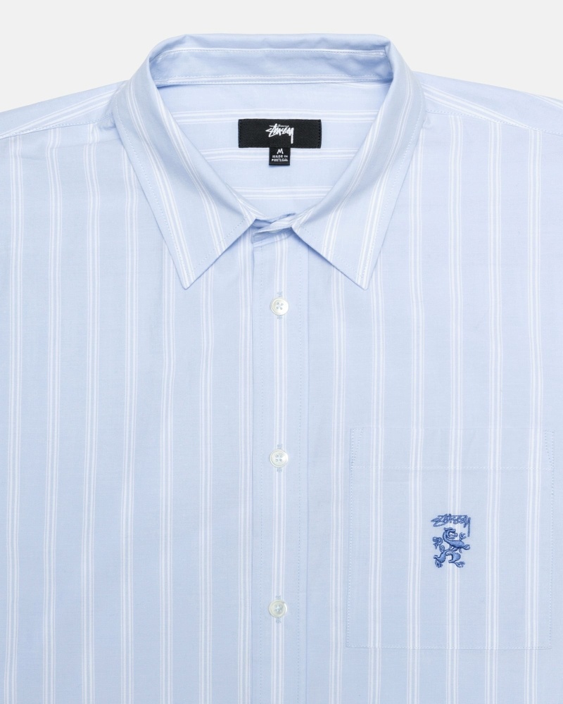 Stussy Boxy Striped Ss Men's Shirts Stripes | IL0000299