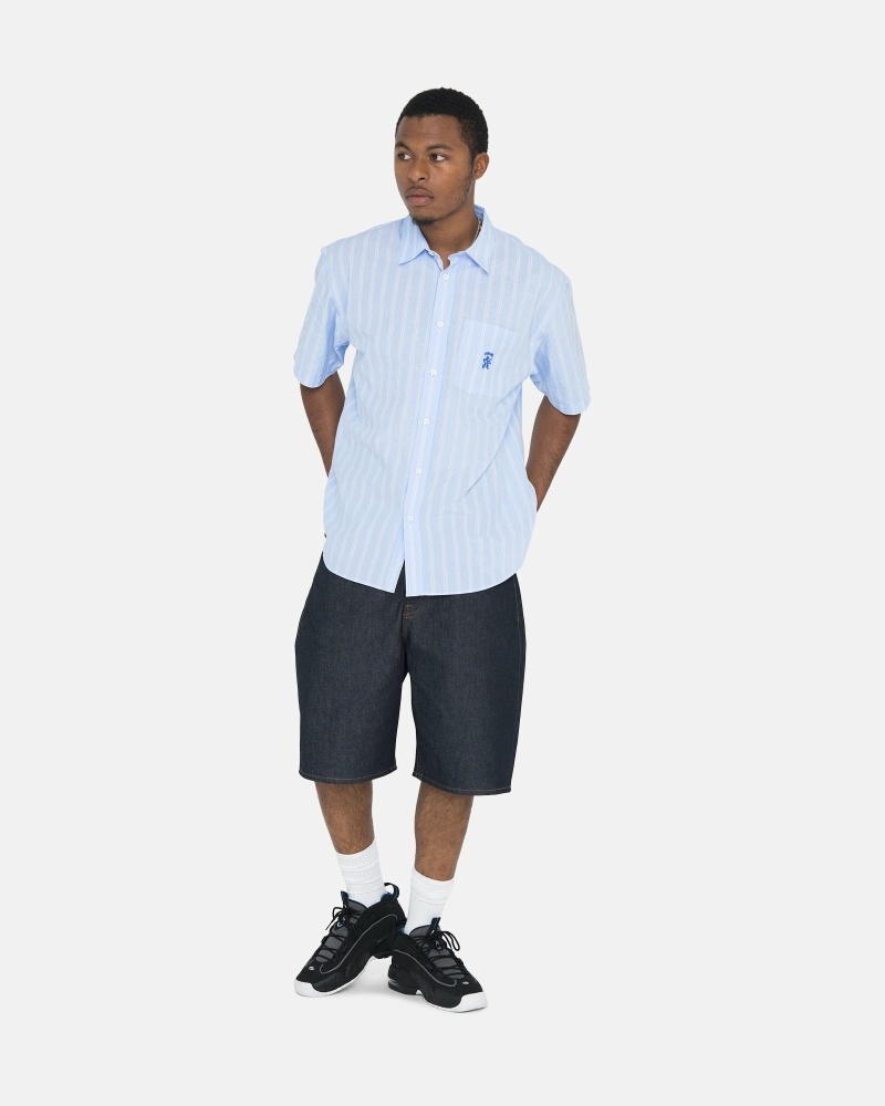 Stussy Boxy Striped Ss Men's Shirts Stripes | IL0000299