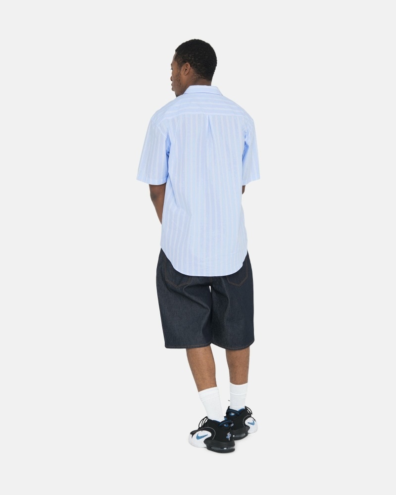 Stussy Boxy Striped Ss Men's Shirts Stripes | IL0000299