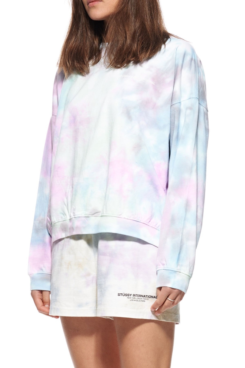 Stussy Breeze Tie Dye Crew Women's Sportswear Pink | IL0000750