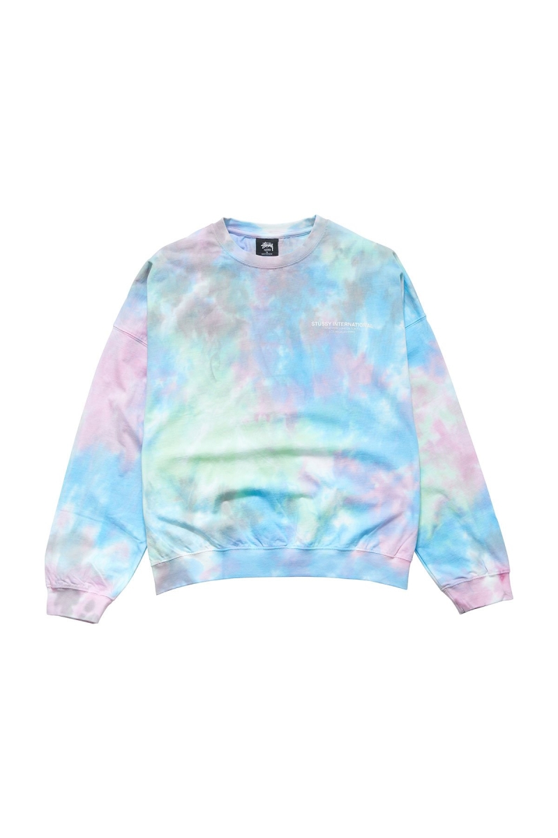 Stussy Breeze Tie Dye Crew Women\'s Sweaters Blue | IL0000820