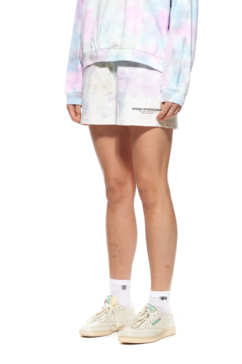 Stussy Breeze Tie Dye Women's Shorts Pink | IL0000627