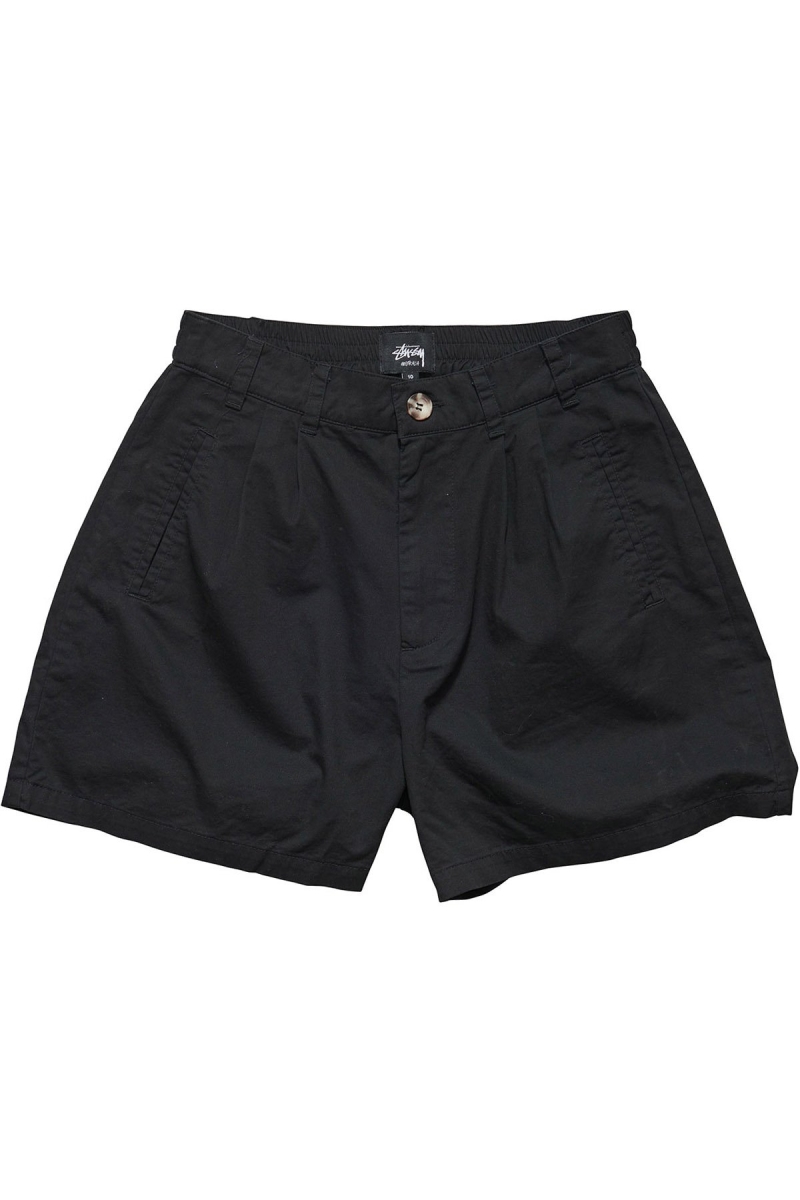 Stussy Brentwood Pleated Women\'s Shorts Black | IL0000629