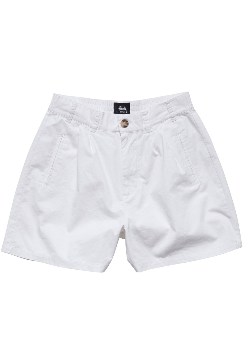 Stussy Brentwood Pleated Women\'s Shorts White | IL0000630