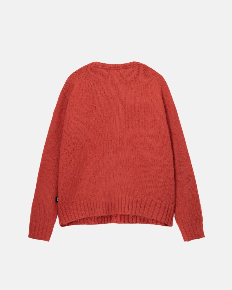 Stussy Brushed Cardigan Men's Knit Sweater Red | IL0000529