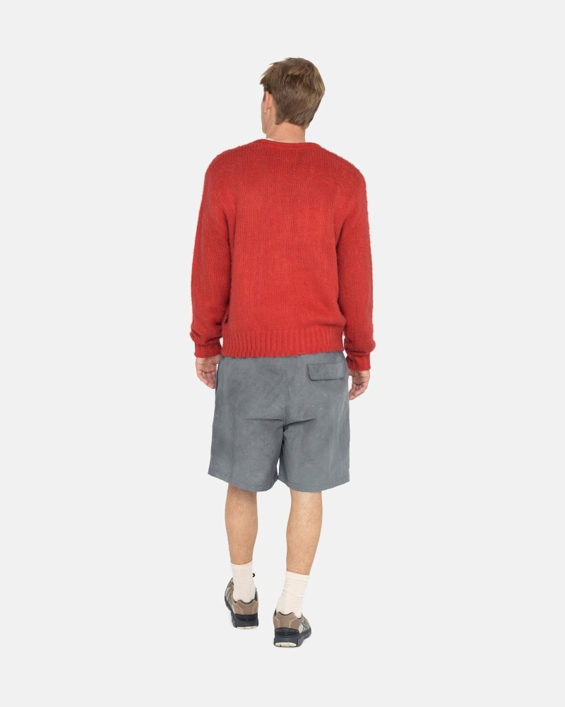 Stussy Brushed Cardigan Men's Knit Sweater Red | IL0000529