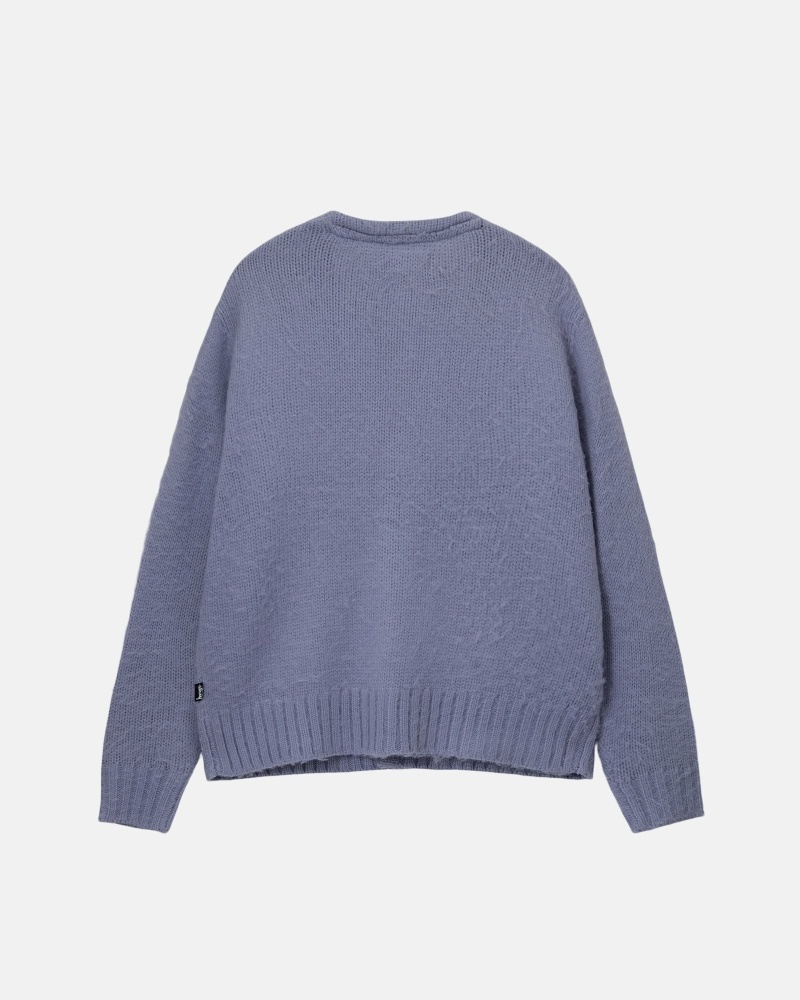 Stussy Brushed Cardigan Men's Knit Sweater Purple | IL0000530