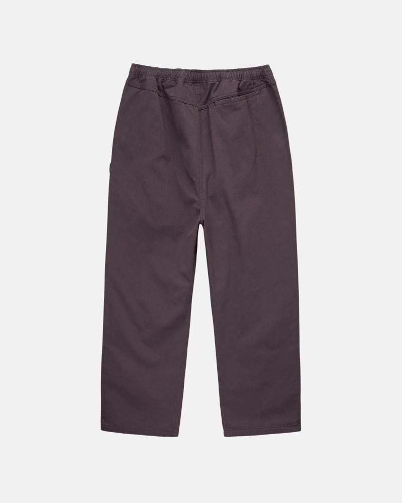 Stussy Brushed Men's Beach Pants Burgundy | IL0000543