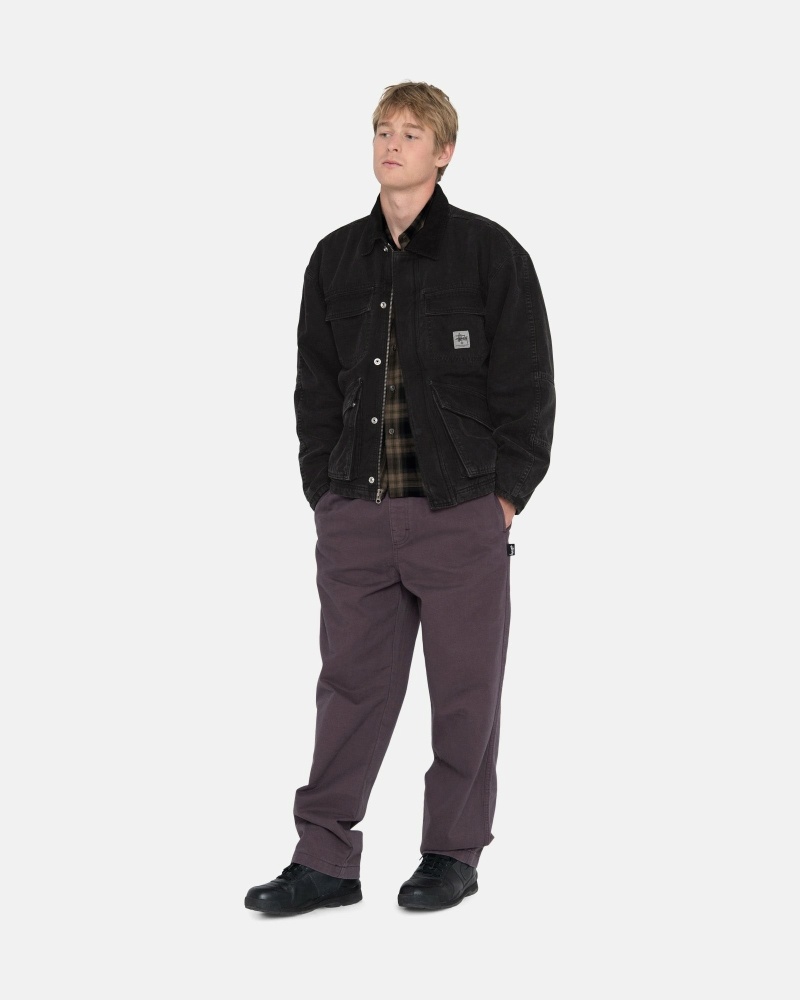 Stussy Brushed Men's Beach Pants Burgundy | IL0000543