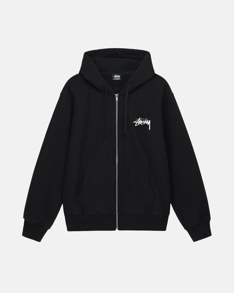 Stussy Burning Stock Zip Men's Hoodies Black | IL0000025