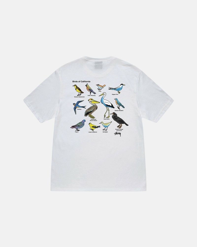 Stussy California Birds Men's T Shirts White | IL0000117