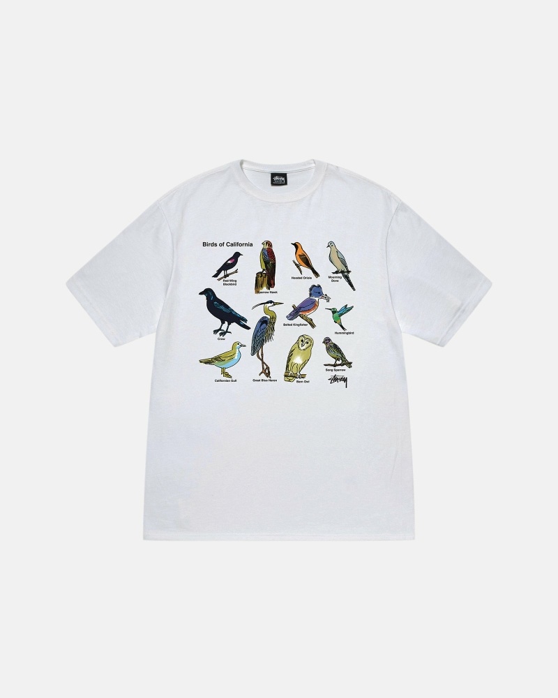 Stussy California Birds Men\'s T Shirts White | IL0000117