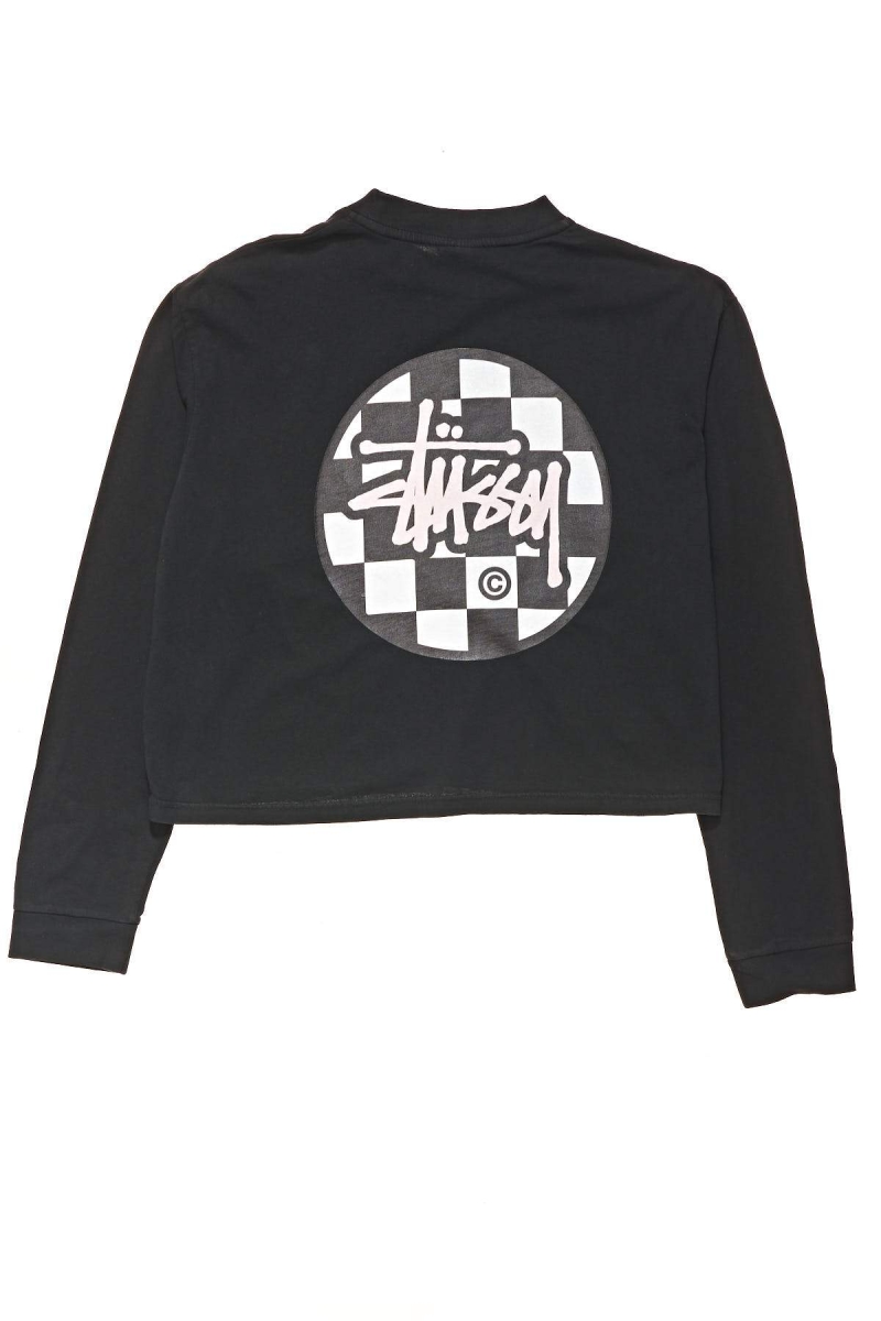 Stussy Chequer Dot LS Boxy Women's Sweatshirts Black | IL0000896