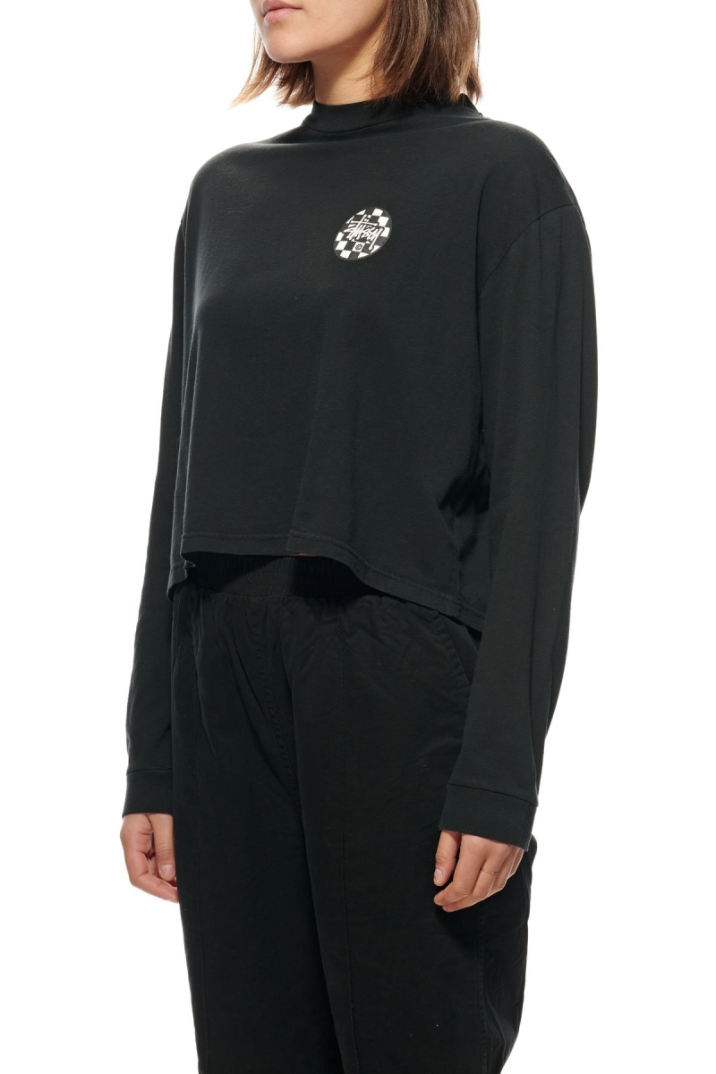 Stussy Chequer Dot LS Boxy Women's Sweatshirts Black | IL0000896