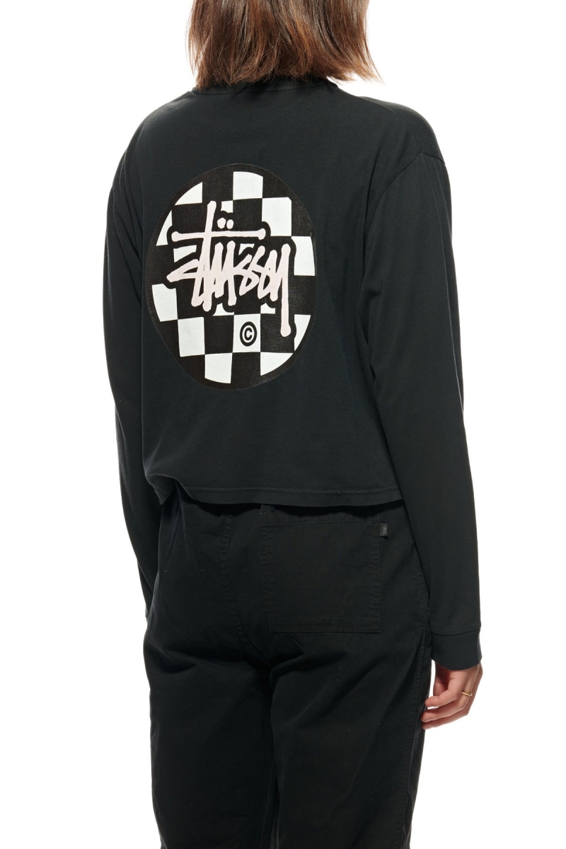 Stussy Chequer Dot LS Boxy Women's Sweatshirts Black | IL0000896