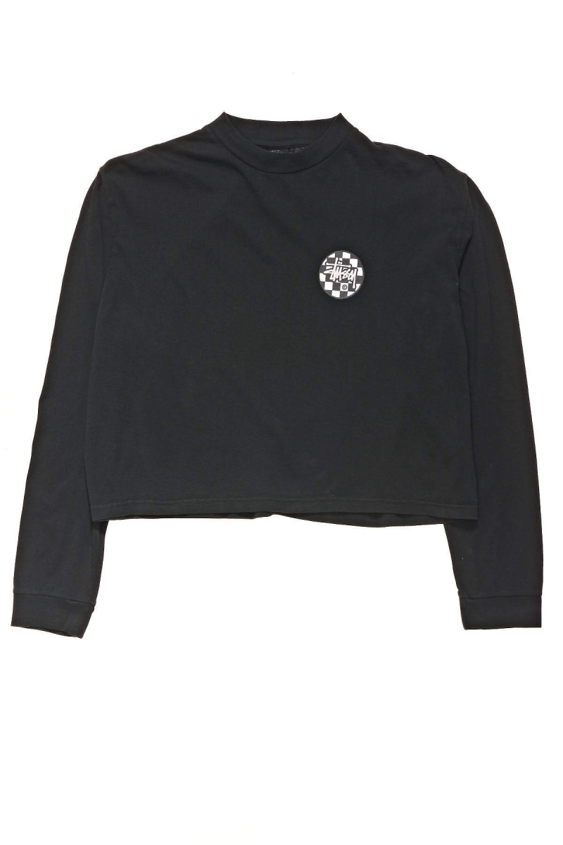 Stussy Chequer Dot LS Boxy Women\'s Sweatshirts Black | IL0000896