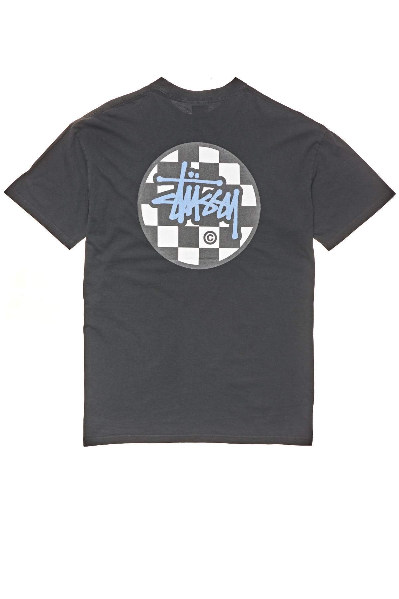 Stussy Chequer Dot SS Men's T Shirts Black | IL0000119