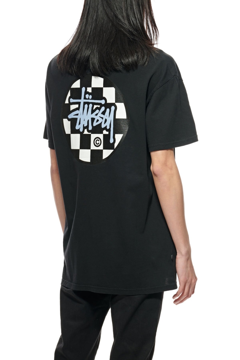 Stussy Chequer Dot SS Men's T Shirts Black | IL0000119