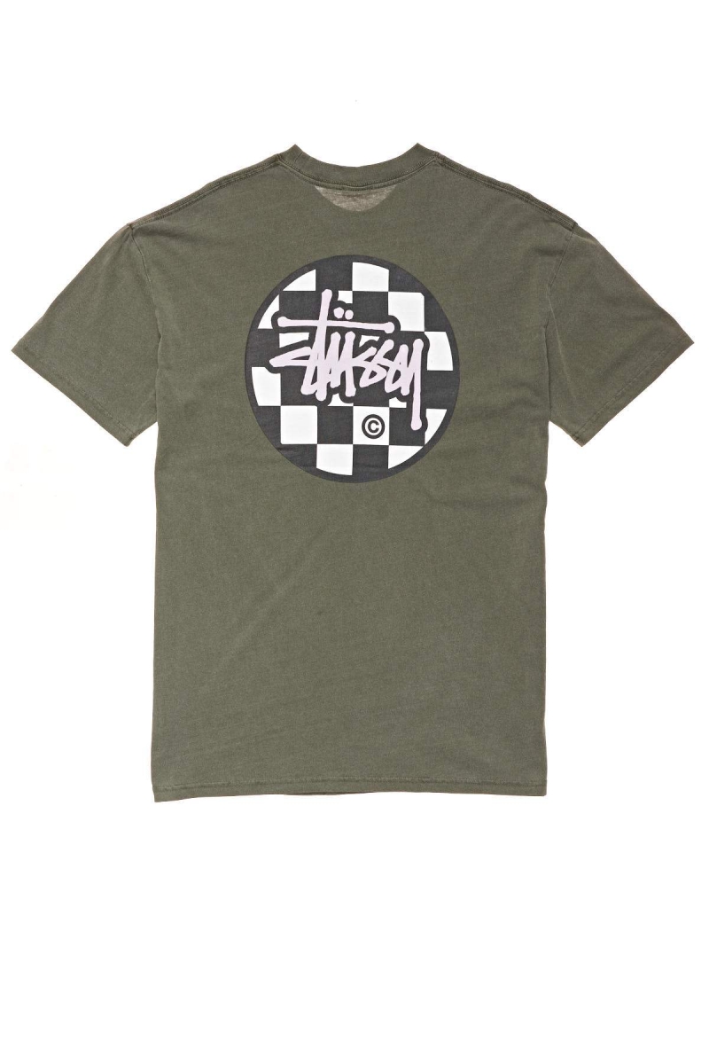 Stussy Chequer Dot SS Men's T Shirts Green | IL0000120