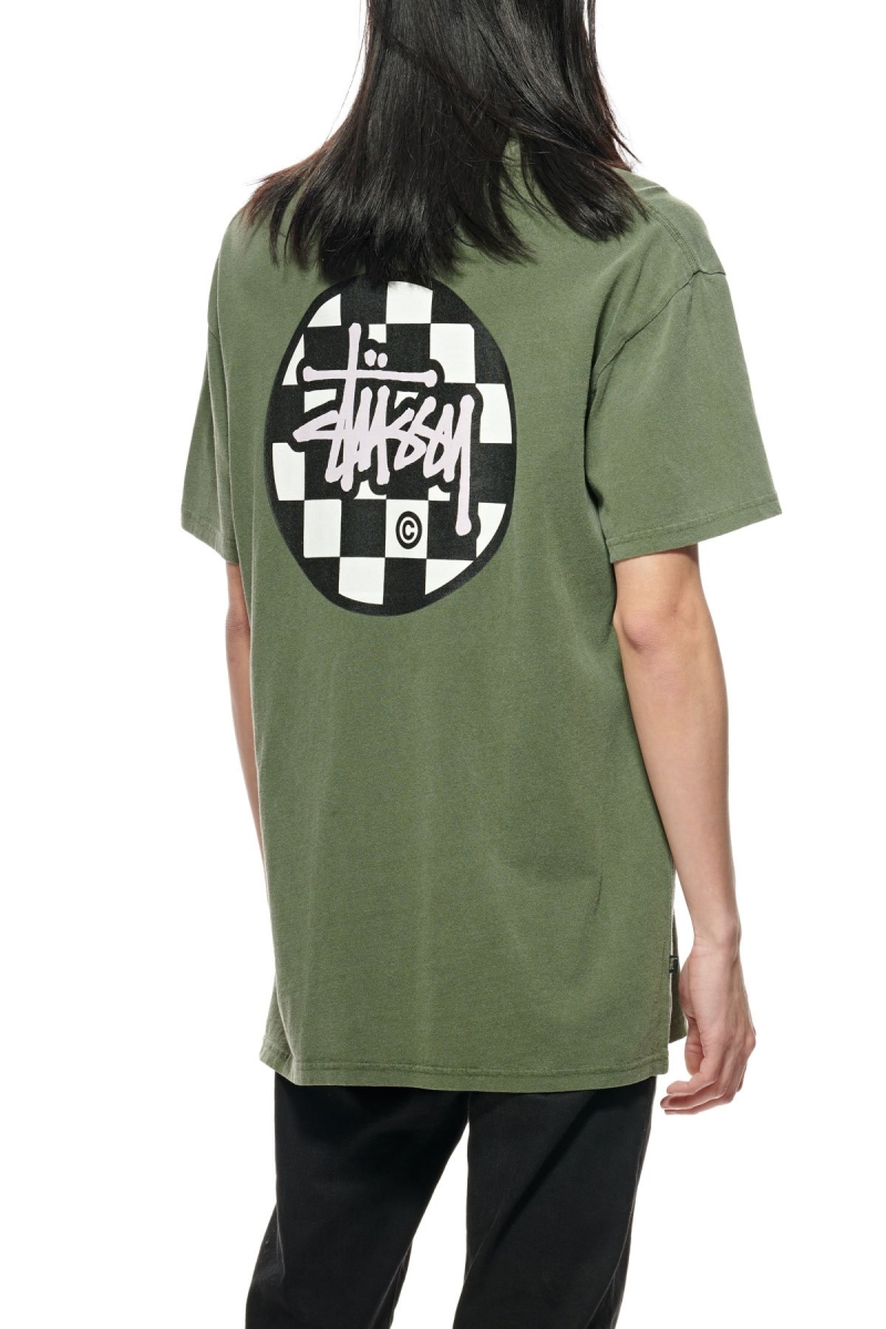 Stussy Chequer Dot SS Men's T Shirts Green | IL0000120