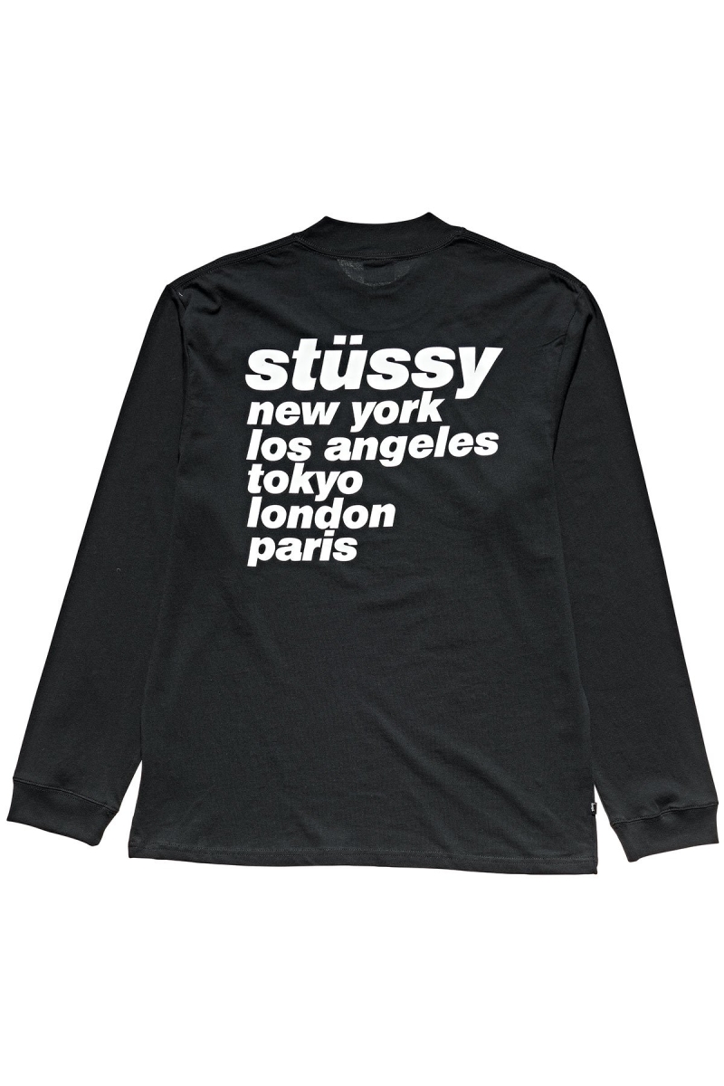 Stussy Cities Men's Sweatshirts Black | IL0000903