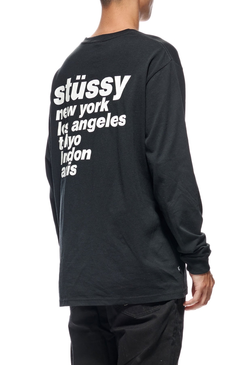 Stussy Cities Men's Sweatshirts Black | IL0000903