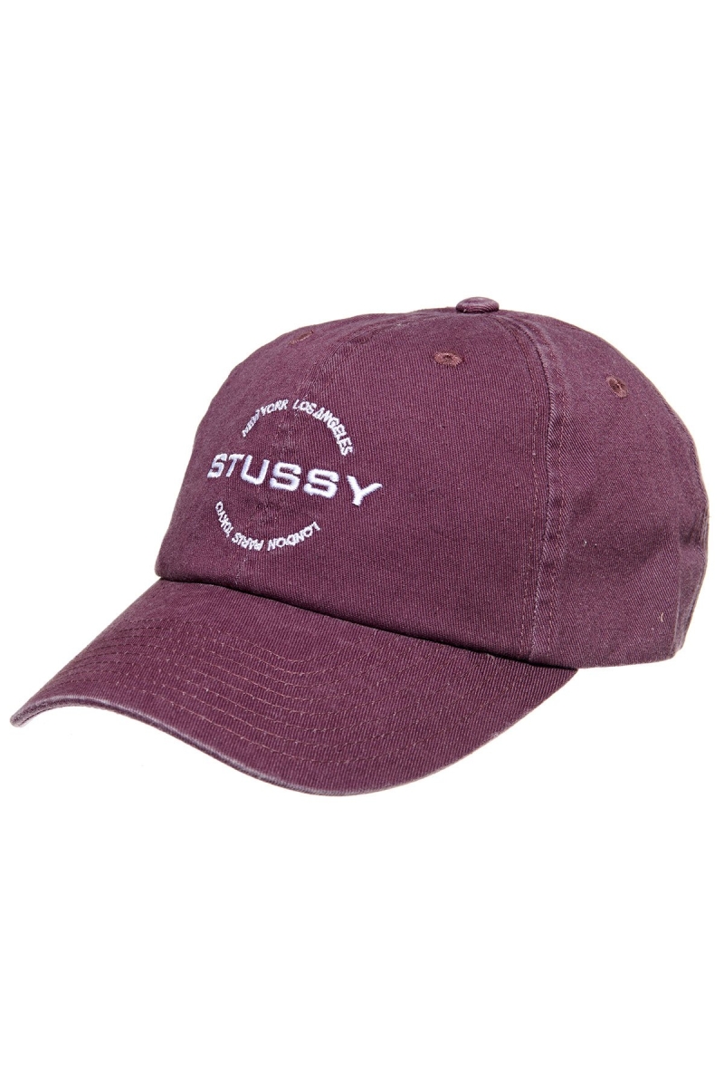 Stussy City Circle Low Pro Men\'s Hats Red | IL0000416